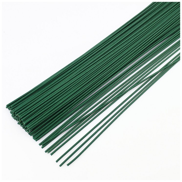 Floral wire in a braid "Dark green", size 0.55 mm, length 40 cm, 30 pcs