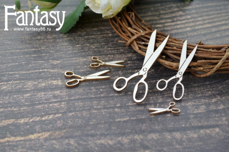 Чипборд Fantasy "Ножницы 3810" размер от 1*2 см до 2,5*5 см