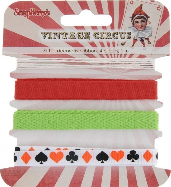 Set of decorative ribbons Scrapberry's "Old circus" 4 pieces of 1 m