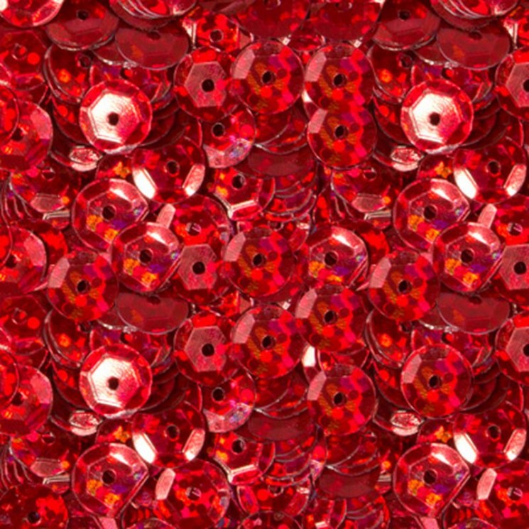 Пайетки "Zlatka" россыпью, красный с голографией №09, 6 мм, 10 гр 