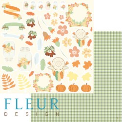 Двусторонний лист бумаги Fleur Design Дыхание осени "Картинки", размер 30,5х30,5 см, 190 гр/м2