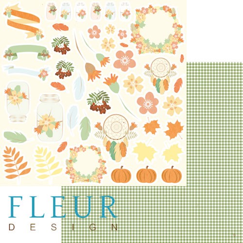 Double-sided sheet of paper Fleur Design Autumn Breath "Pictures", size 30. 5x30. 5 cm, 190 g/m2