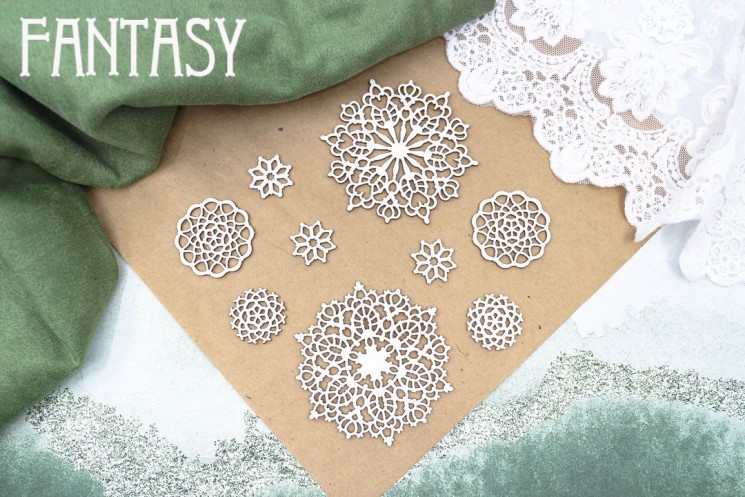 Chipboard Fantasy Set "Napkins 2509" 9 pcs in a set, sizes from 6.7 to 2 cm
