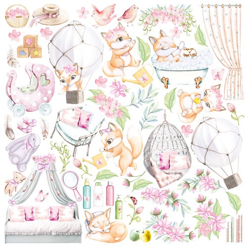 Sheet with pictures for cutting Fabrika Decoru "Funny fox girl" size 30.5x30.5 cm 