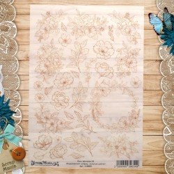 Лист веллума ScrapMania А4 "Королевский сапфир. Золотые цветы", 150 гр/м2
