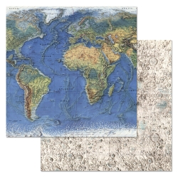 Двусторонний лист бумаги ScrapMania "Фономикс. Карты. Том 2. Номер 10", размер 30х30 см, 180 гр/м2