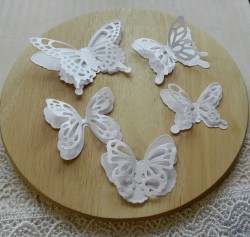 Cutting down butterflies white designer mother-of-pearl paper 290 gr.