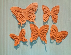 Вырубка бабочки оранжевые дизайнерская бумага перламутровая 125 гр.