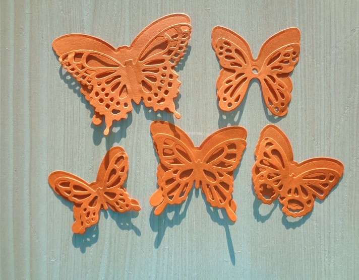 Cutting down butterflies orange design paper mother of pearl 125 gr.