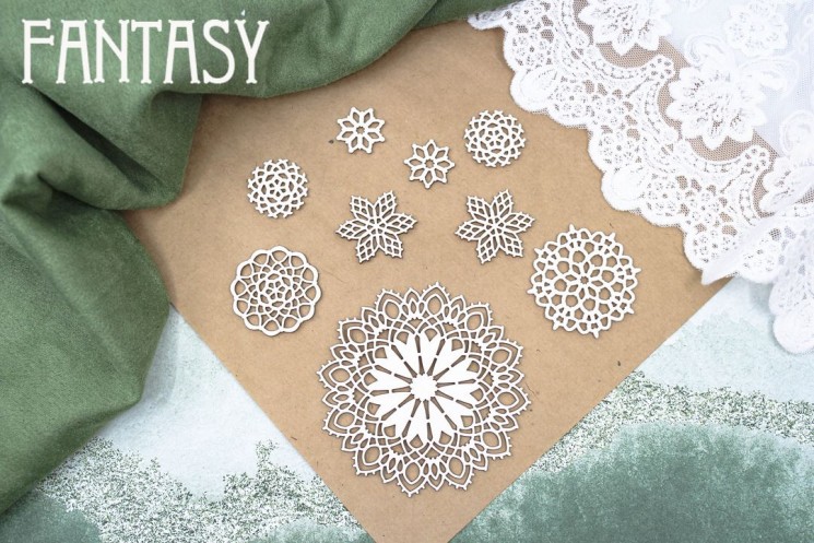 Chipboard Fantasy Set "Openwork napkins 2515" 9 pcs in a set, sizes from 7.8 to 2 cm