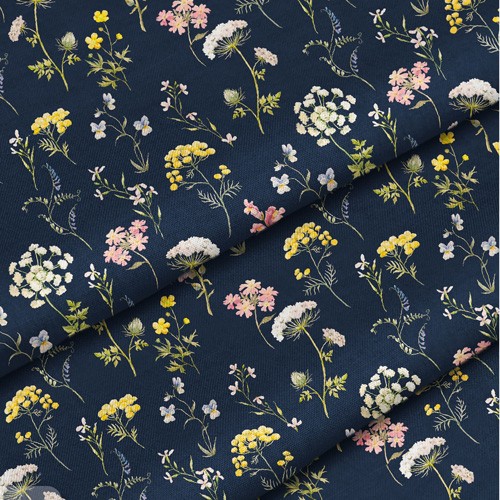 Ткань 100% хлопок Польша "Полянка ночь", размер 50Х50 см