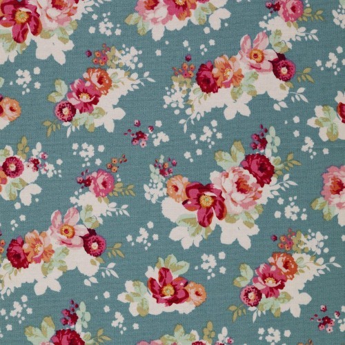 Tilda "Flowercloud Teal" fabric cut 100% cotton, 50X55 cm