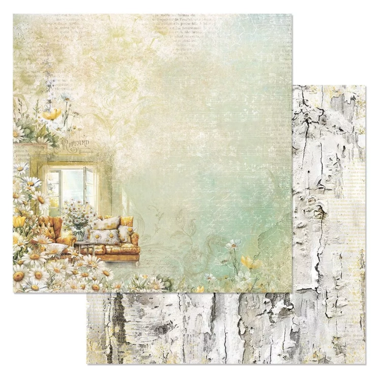 Двусторонний лист "Сезон ромашек. День за окном", размер 30*30 см, 180гр (ScrapMania)
