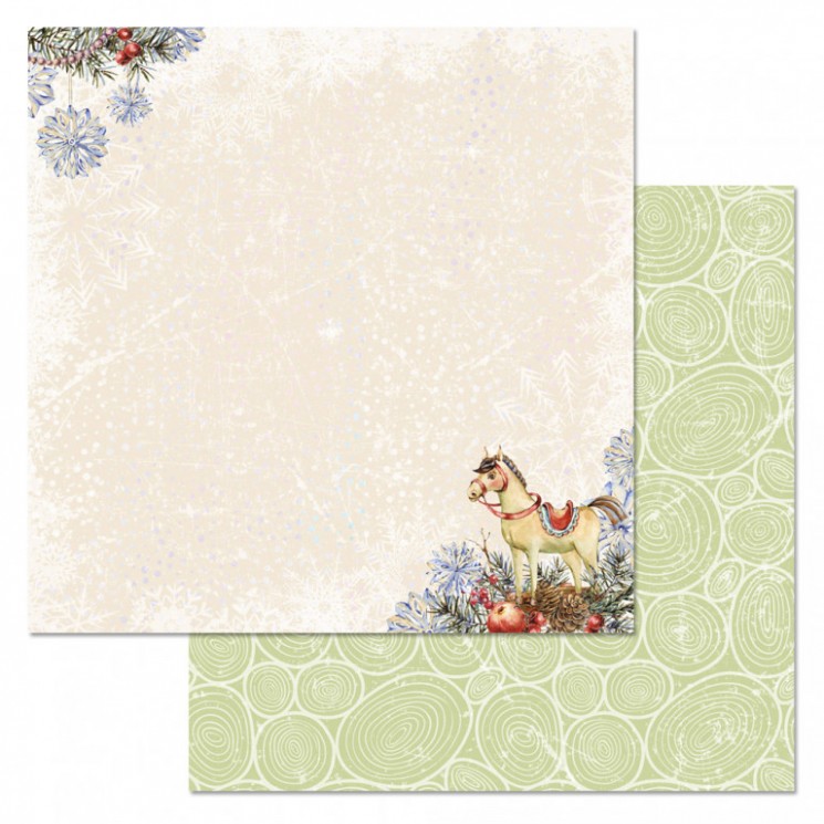 Double-sided sheet of ScrapMania paper "Rosy New Year. True friend", size 30x30 cm, 180 g/m2