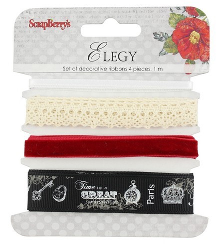 Set of decorative ribbons Scrapberry's "Elegy" 4 pieces of 1 m