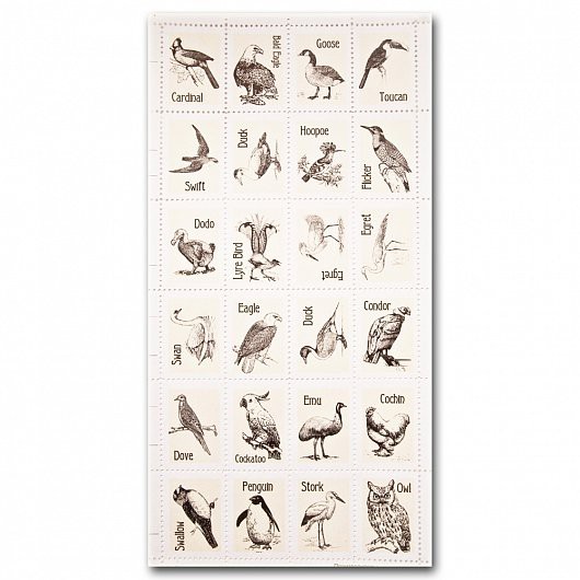 Decorative stamps for creative works "Birds", 24 pieces