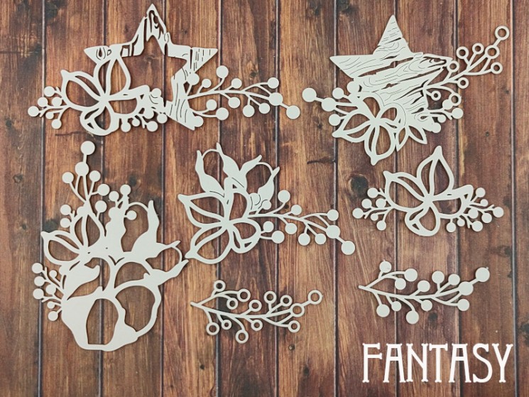 Chipboard Fantasy set "Cozy Winter 2350" sizes from 1.9*4.6 cm to 4.5*9.5 cm