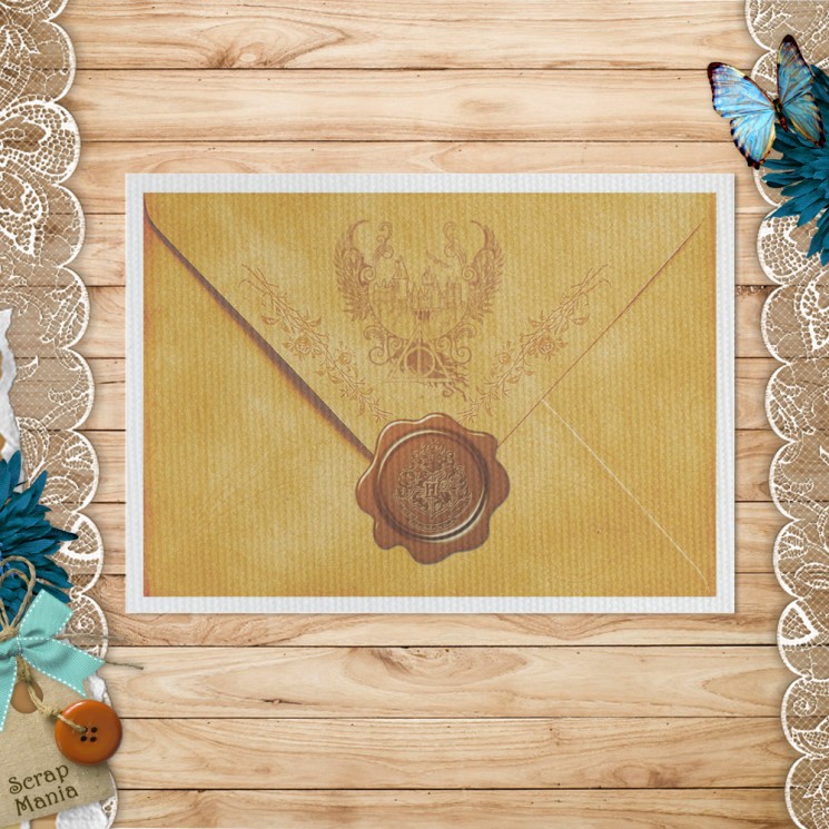 Fabric card " Wizard. Envelope" (ScrapMania)