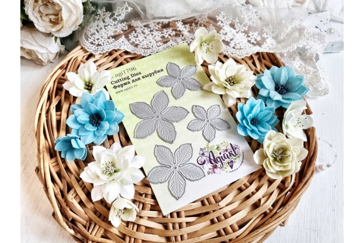 Ножи для вырубки "Лунный цветок" от AgiArt, размер 54*54 mm, 48*48 mm, 42*42 mm, 37*37 mm