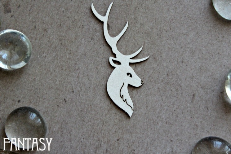 Chipboard Fantasy "Deer Head 1200" size 5*3 cm