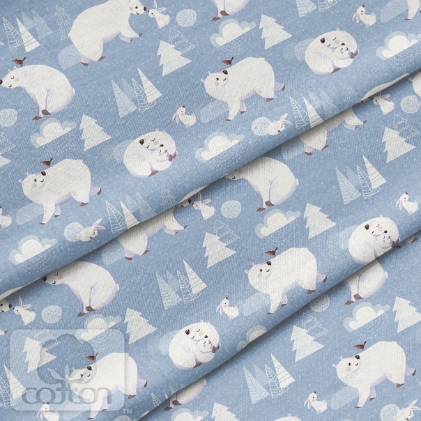 Ткань 100% хлопок Польша "Северные мишки", размер 50Х50 см, плотность 150 гр/м2