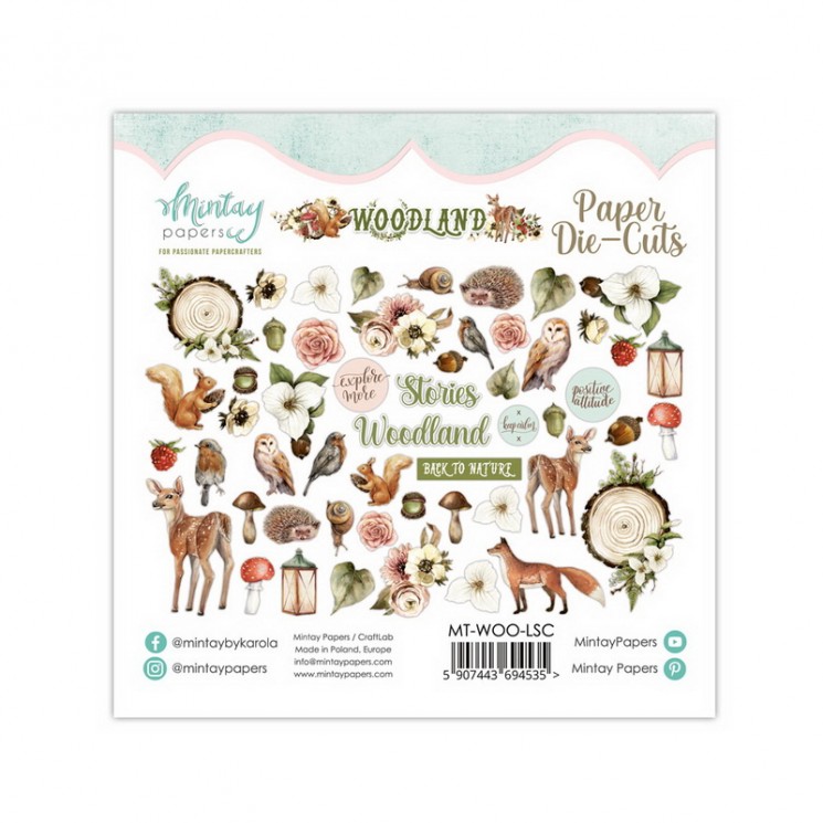Mintay Papers "Woodland" die-cutting set, 53 pcs, density 250 gr/m2