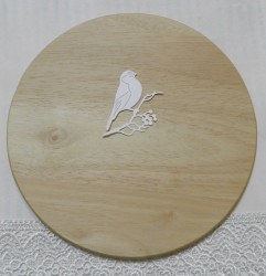 Cutting down a Chickadee on a twig white paper cardstock 290 gr.