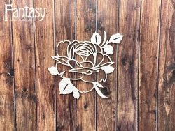 Чипборд Fantasy «Роза с листочками 2614» размер 6,5*7,2 см
