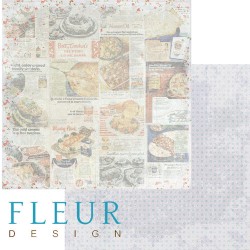 Двусторонний лист бумаги Fleur Design Вишневый десерт "Рецепты", размер 30,5х30,5 см, 190 гр/м2