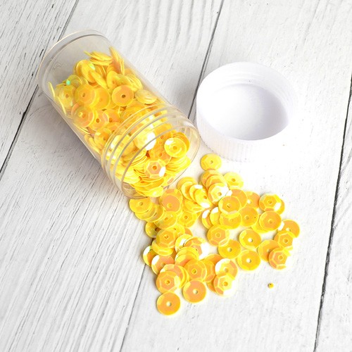 Round faceted ArtUzor "Yellow" sequins, 4 gr