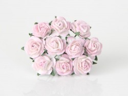 Розы "Розовые+белые" размер 1 см, 10 шт