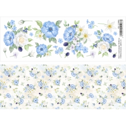Двусторонний лист с картинками "Небесная роса. Цветы 2", 10х30см, 180 гр/м2