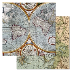 Двусторонний лист бумаги ScrapMania "Фономикс. Карты. Том 2. Номер 2", размер 30х30 см, 180 гр/м2