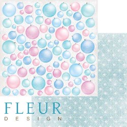 Двусторонний лист бумаги Fleur Design Новогодняя сказка "Елочные игрушки", размер 30,5х30,5 см, 190 гр/м2