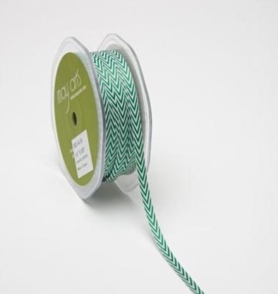Twill ribbon chevron "Green", width 0.8 cm, length 1 m