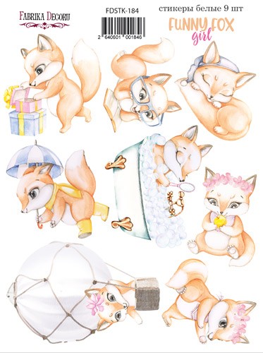 Fabrika Decoru sticker set "Funny fox girl No.184", 9 pcs
