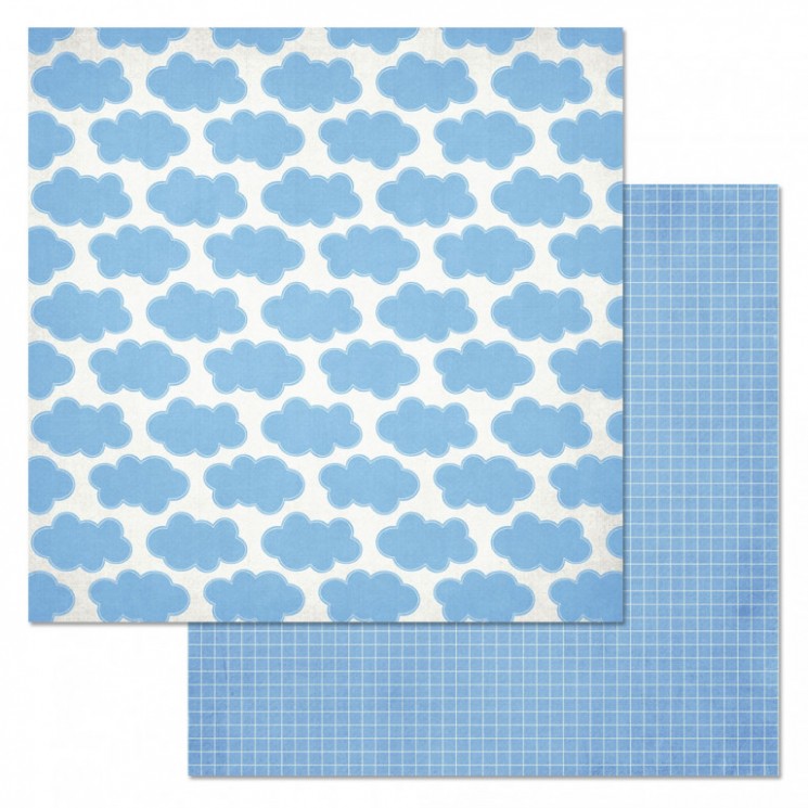 Double-sided sheet of ScrapMania paper " Phonomix. Blue. Clouds", size 30x30 cm, 180 g/m2