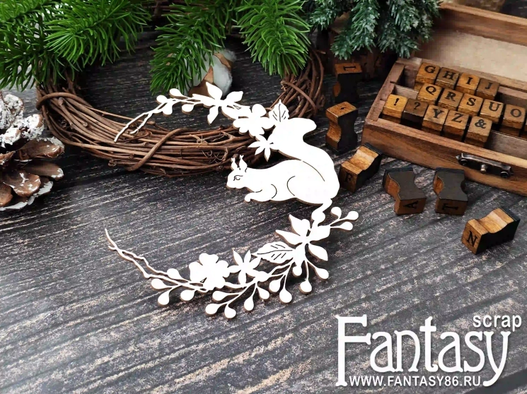 Чипборд Fantasy "Белочка 3932", размер 12*12 см 