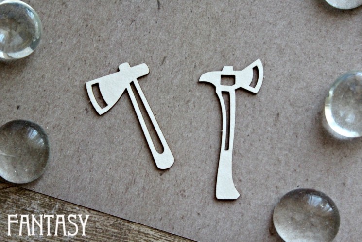 Chipboard Fantasy "Axes 1223" size from 3.5*2.1 to 4.3*2 cm