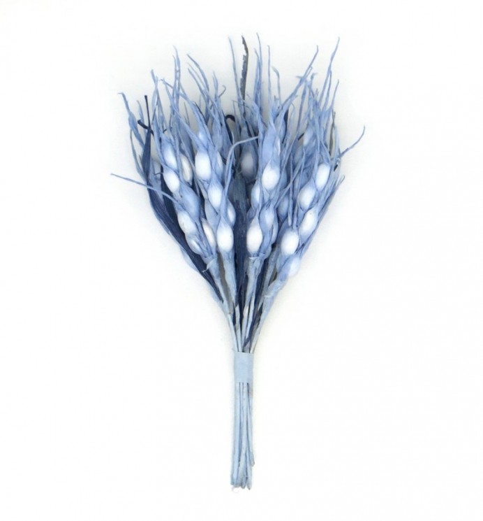 Декоративный букетик Рукоделие "Колоски" голубой, 12 шт, длина 8,5 см