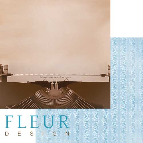 Double-sided sheet of paper Fleur Design Flea market "Typewriter", size 30. 5x30. 5 cm, 190 gr/m2
