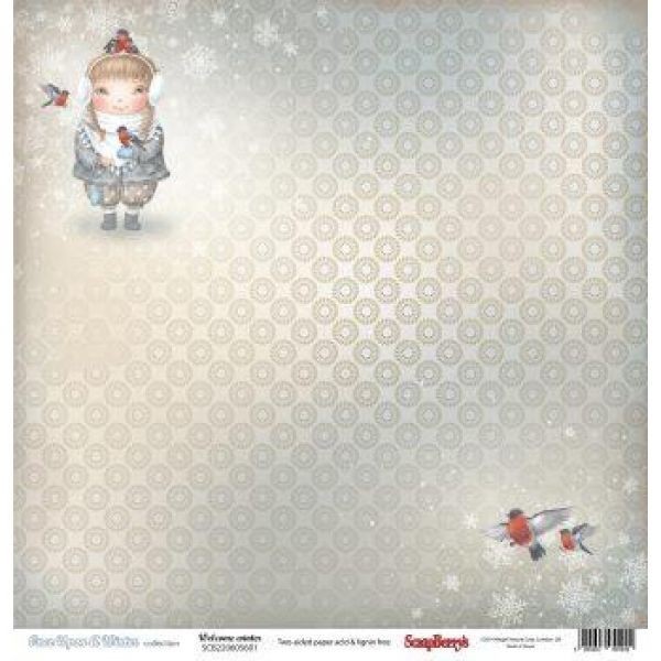Double-sided sheet of Scrapberry's paper Once in winter "Winter has come", size 30x30 cm, 180 g/m2