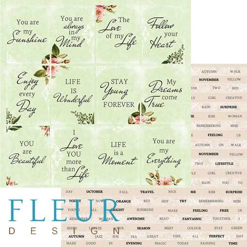 Double-sided sheet of paper Fleur Design Autumn colors "Secret words", size 30. 5x30. 5 cm, 190 gr/m2