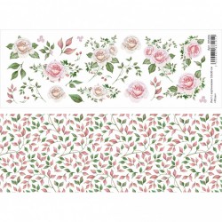 Двусторонний лист с картинками "Розы", 10х30 см, 180 гр/м2
