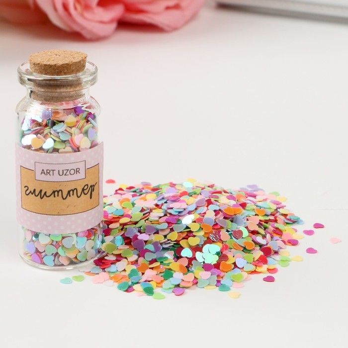 Glitter in a jar ArtUzor "Hearts mix" size 3mm, 7gr
